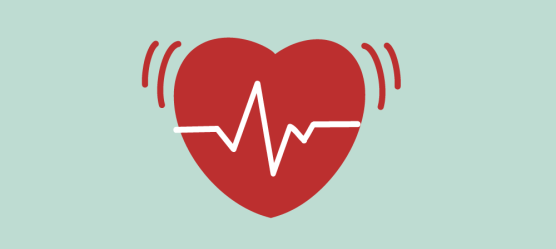 Ein rotes Herz mit EKG-Wellen