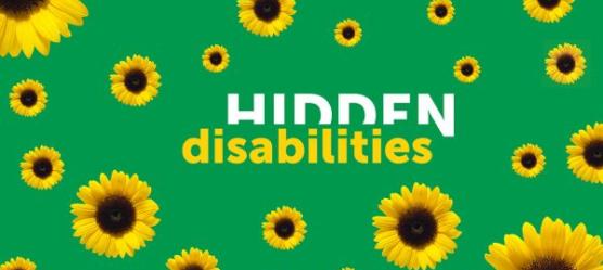 Logo Hidden Disablilties: Sonnenblume auf grünem Hintergrund