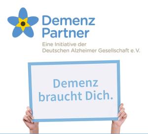 Logo Demenz Partner mit Slogan "demenz braucht dich"